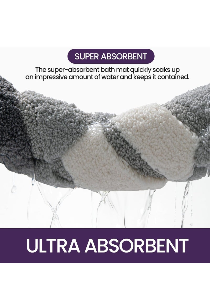 Bath Mat 40 x 60 cm, Extra Soft Absorbent Microfiber, Non-Slip Washable Rugs for Shower Floor, Bathmat Bathroom Accessories Decor, Grey - Image 3