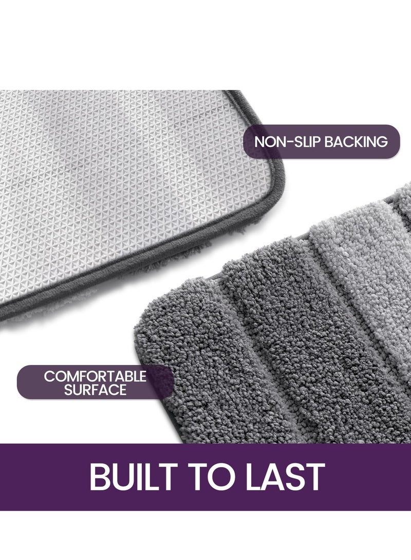 Bath Mat 40 x 60 cm, Extra Soft Absorbent Microfiber, Non-Slip Washable Rugs for Shower Floor, Bathmat Bathroom Accessories Decor, Grey - Image 4