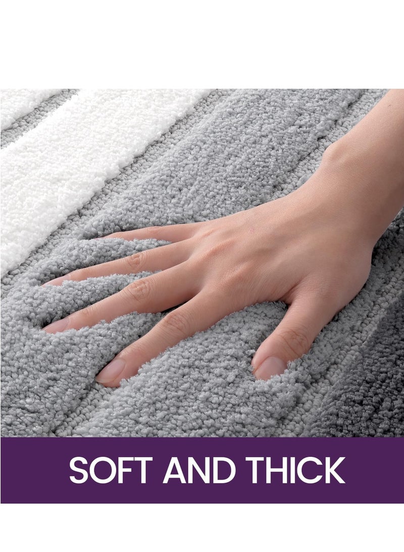 Bath Mat 40 x 60 cm, Extra Soft Absorbent Microfiber, Non-Slip Washable Rugs for Shower Floor, Bathmat Bathroom Accessories Decor, Grey - Image 2