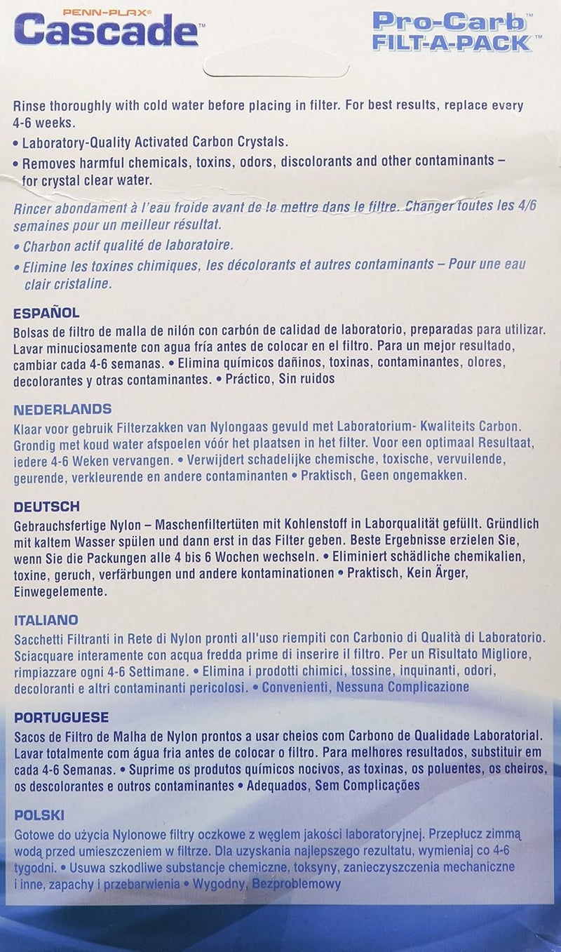 Penn Plax Penn-Plax Pro-Carb Filter Bags for Cascade Canister Filters - Activated Carbon Filled, 8 Ounces, 2 Pack - Image 2