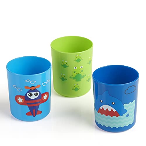 BEEBABY Boo Boo Cup for Kids, 100% BPA Free, Training Cup Set for Baby/Toddlers, Unbreakable 3Pcs Baby Tumbler Glass Set, 240 ml, 8 oz.(Blue & Green, 18M+) - Image 1