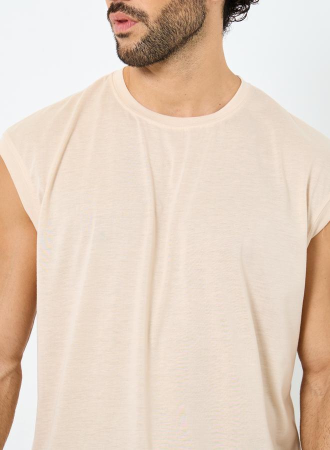 Styli Solid Tank Top and Striped Shorts Set - Image 3