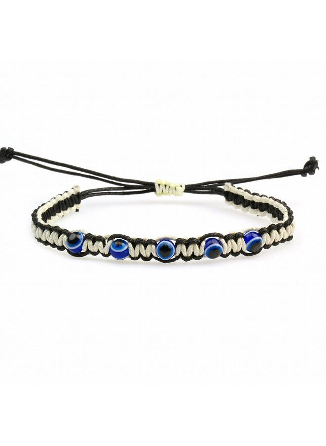 roaiss 5 Pcs Men's and Women's Same Style Woven Bracelet Daily Matching Devil's Eye Contrast Adjustable Bracelet  - Image 5