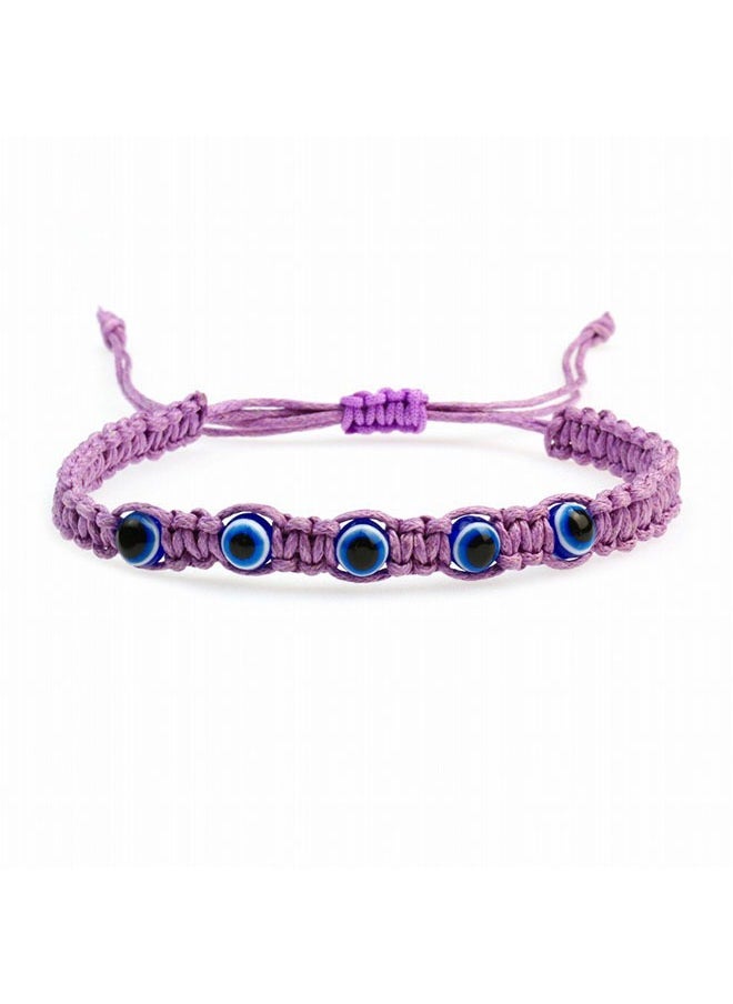 roaiss 5 Pcs Men's and Women's Same Style Woven Bracelet Daily Matching Devil's Eye Contrast Adjustable Bracelet  - Image 4