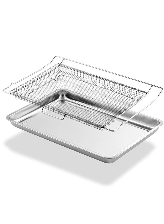 atgestore DG75-01001C Air Fry Basket Set for Samsung Stove Oven Parts, DG75-01001D Air Fry Tray for Samsung Oven Accessories NE63A6511SS NX60A6511SS 304 Stainless Steel Air Fry Crisper Basket and Rack 1 Pack - Image 1