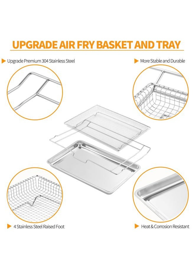 atgestore DG75-01001C Air Fry Basket Set for Samsung Stove Oven Parts, DG75-01001D Air Fry Tray for Samsung Oven Accessories NE63A6511SS NX60A6511SS 304 Stainless Steel Air Fry Crisper Basket and Rack 1 Pack - Image 3