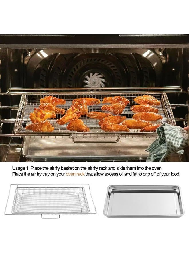 atgestore DG75-01001C Air Fry Basket Set for Samsung Stove Oven Parts, DG75-01001D Air Fry Tray for Samsung Oven Accessories NE63A6511SS NX60A6511SS 304 Stainless Steel Air Fry Crisper Basket and Rack 1 Pack - Image 5