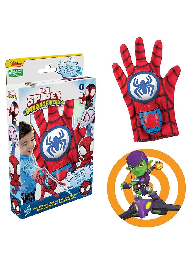 سبايدي اند هيز اميزينج فريندز قفاز شبكة الماء العنكبوتي مع هدف العفريت الأخضر، ألعاب مائية للأطفال في مرحلة ما قبل المدرسة، هدايا عيد الميلاد للأطفال من سن 3 سنوات فما فوق - Image 2