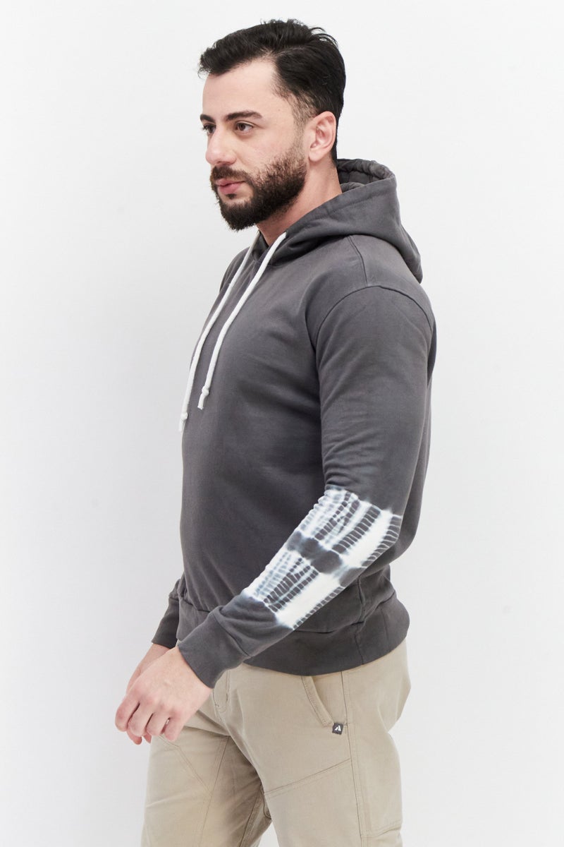 Sovereign Code Men Hooded Tie Dye Long Sleeve Sweatshirt, Grey - Image 4