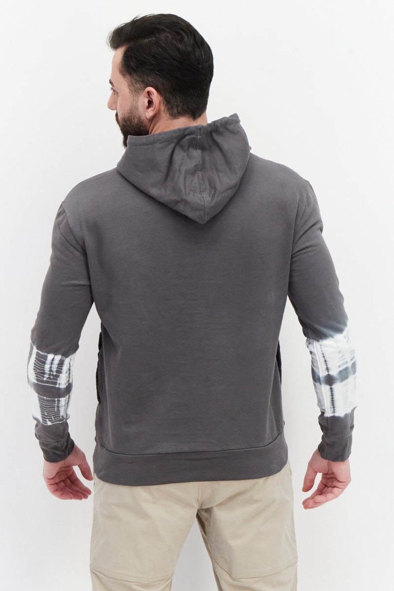 Sovereign Code Men Hooded Tie Dye Long Sleeve Sweatshirt, Grey - Image 2