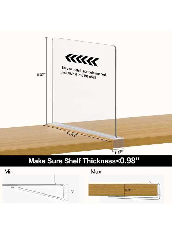 كيلا منظم حقائب مقسمات الأرفف للخزانة: عبوة من 6 قطع من منظم تخزين الحقائب الأكريليك للحقائب اليدوية، والحقائب الصغيرة، والملابس، والسترات، والمناشف - Image 3