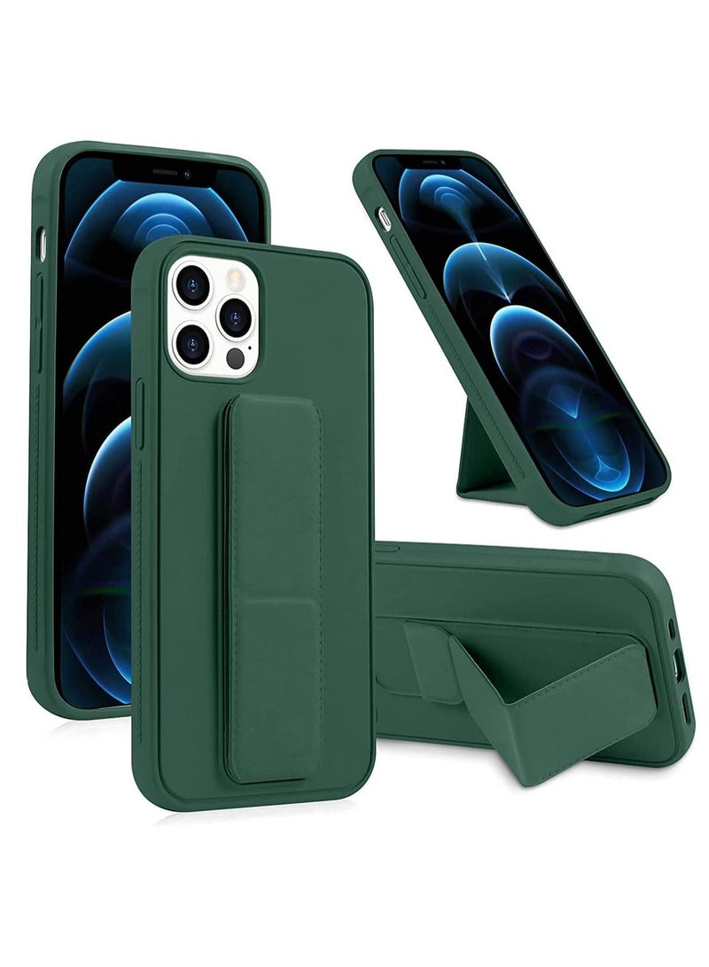 VITION Case Cover For iPhone 12 Pro Max, Finger Grip Phone Holder Case Car Magnetic Multi-function 3 in 1 Shockproof Back Cover Protective Case (iPhone 12 Pro Max dark green) - Image 1