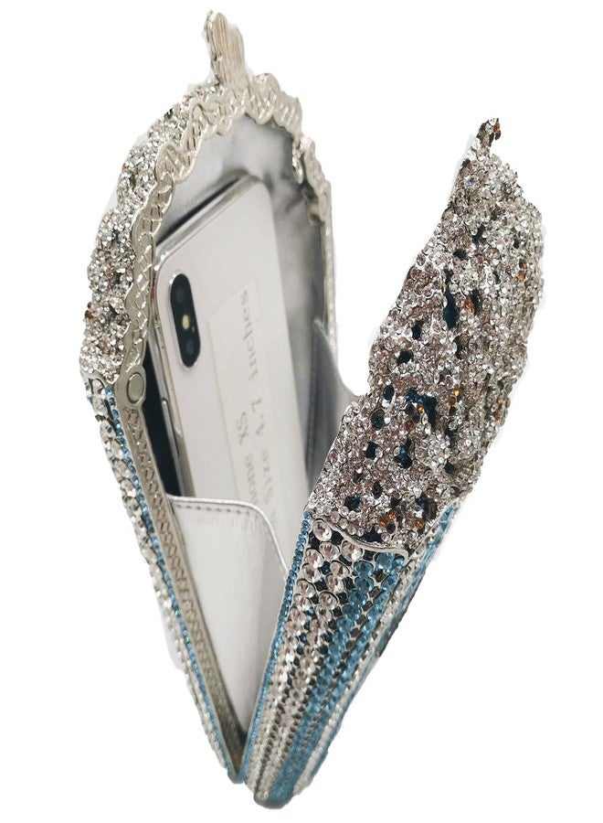 DJBM Luxury Women Popcorn Rhinestone Clutch Evening Bag Crystal Clutch Purses Diamond Clutch for Women Evening Party, Blue - Image 4