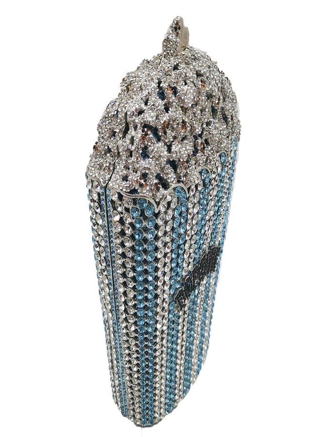 DJBM Luxury Women Popcorn Rhinestone Clutch Evening Bag Crystal Clutch Purses Diamond Clutch for Women Evening Party, Blue - Image 3