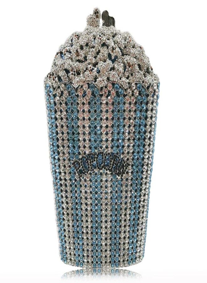 DJBM Luxury Women Popcorn Rhinestone Clutch Evening Bag Crystal Clutch Purses Diamond Clutch for Women Evening Party, Blue - Image 1