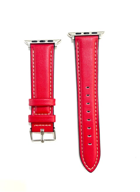 Apple Watchband Leather 41mm / 45mm Apple Watch Strap For Apple Watch Series 7 / 6 / SE / 5 / 4  Red