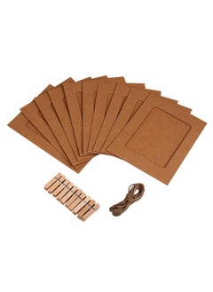 53 Arts 53ARTS Hanging Photo Frame with Wooden Clips and RopeBrown 10 pcs  - Image 1