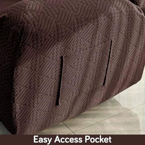 HOKIPO Premium 170gsm, Jacquard 1 Seater Recliner Chair Cover, Brown (AR-5360-BR) - Image 3