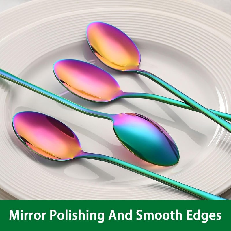 Dehov 7.5 Inches Rainbow Stainless Steel Ice Tea Spoon,Set Of 8 Long Handle Coffee Stirring Spoons,Multicolored Sundae Spoons,Colorful Cocktail Mixing Spoon - Image 3