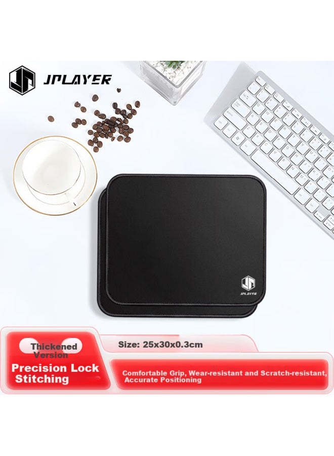 Jplayer Mouse Pad Small Size, Home Simple Office Mouse Pad, Portable Gaming Laptop Desk Pad, Non-slip Keyboard Pad With Locking Edge, Thickened Version, Black, 25*30cm - Image 1