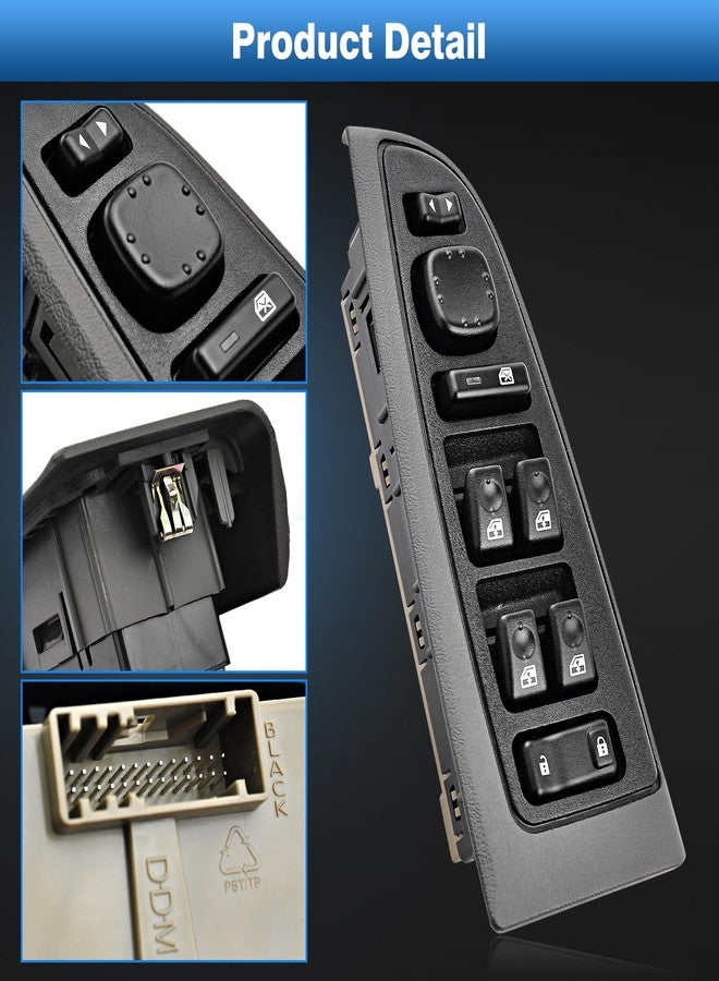 TOP-MAX Power Window Control Switch Compatible with 2003-2007 Chevy Silverado Tahoe, GMC Sierra Yukon Suburban Avalanche Cadillac Escalade Front Driver Side Master Switch Replacement with Bezel - Image 5