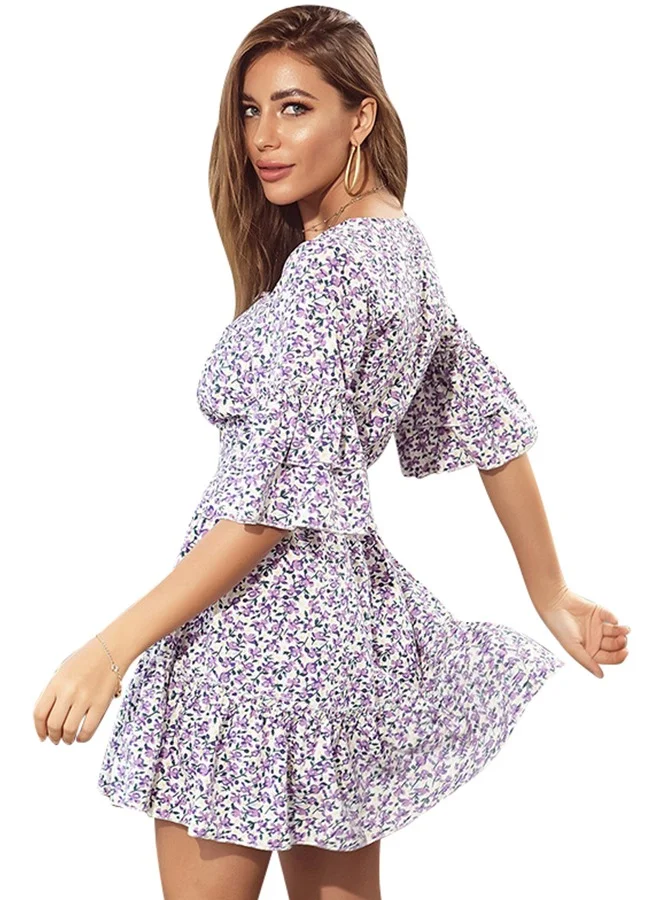 يونيكي White Printed Mini Dress