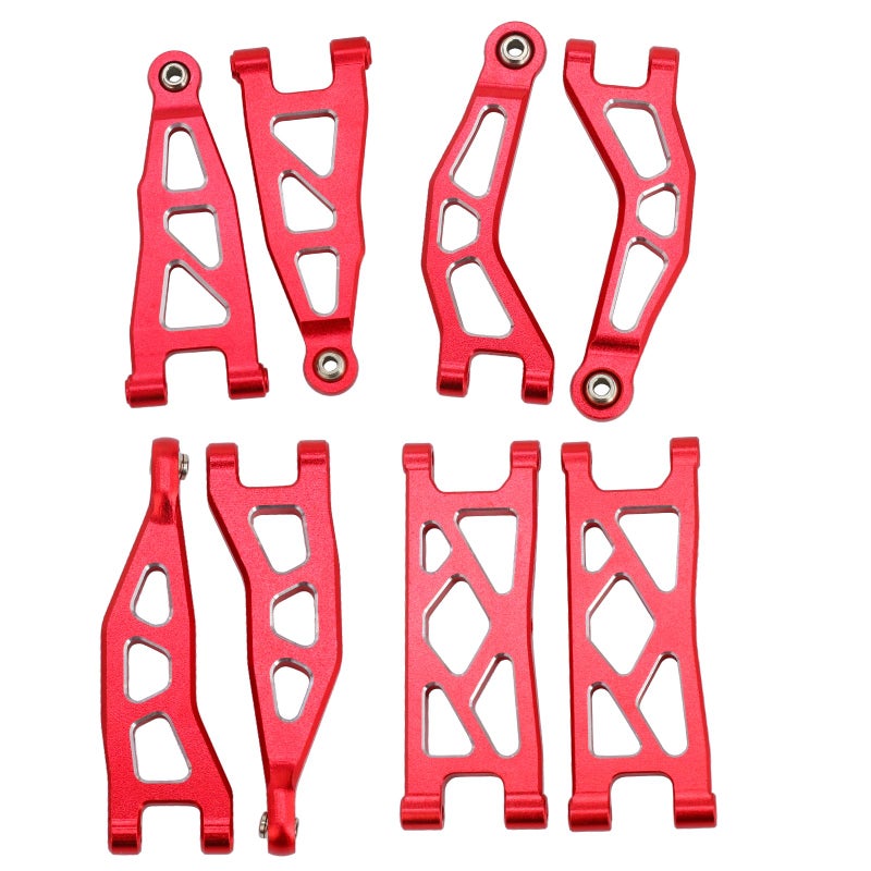POLANTA Aluminum Alloy Front Rear Upper Lower Swing Arms Upgrade Parts for ARRMA 118 Granite GROM114 Typhon GROM Red - Image 3