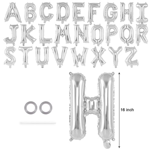 YOTHORN 26 Pcs Silver Letter Balloons16 Inch Foil Alphabet Letter BalloonsLetter AZ Balloon Banner Custom Phrase Balloon for Birthday Party Wedding Anniversary Decoration Silver 26pcs - Image 5
