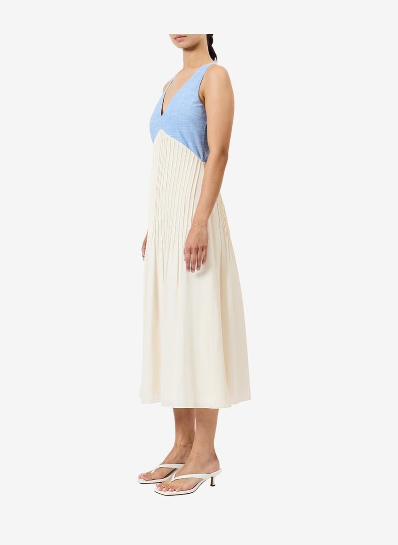 French Connection Women's Mid Wash/Porcelain Colby Chambray Lace Mix Dress - Image 2
