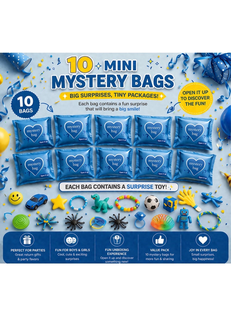 Mini Mystery Bags – Set of 10 | Surprise Toys for Kids (Boys & Girls) | Party Favors, Return Gifts for Birthday & Events - Image 1