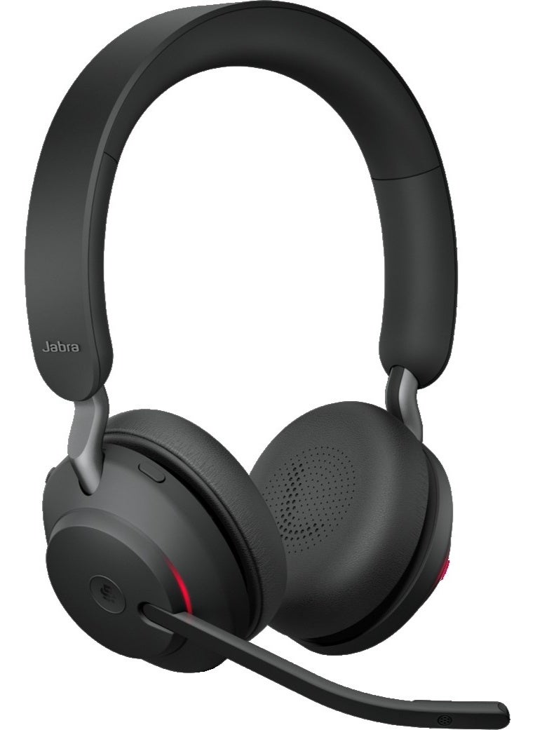 جابرا سماعة رأس ستيريو بلوتوث Evolve2 65 مع محول Link 380 USB-C، بطارية لمدة 37 ساعة، تقنية مكالمات بـ 3 ميكروفونات، عزل صوتي سلبي، ضوء مشغول، معتمدة من UC، سماعات مكتبية فوق الأذن | 26599-999-899 - Image 1