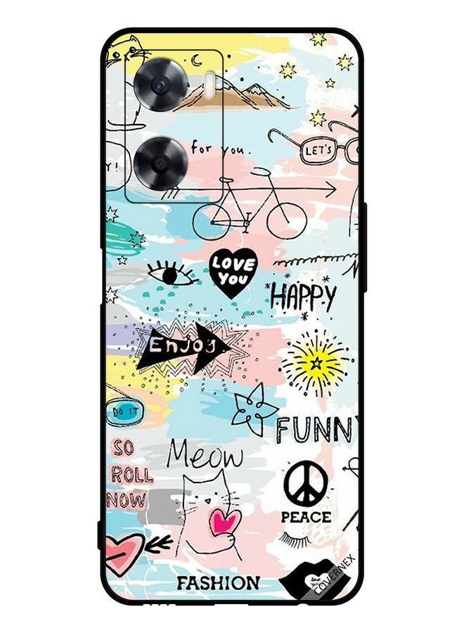 Covernex Protective Case Cover For Oppo A77 4G Doodle Meow Enjoy - Image 1