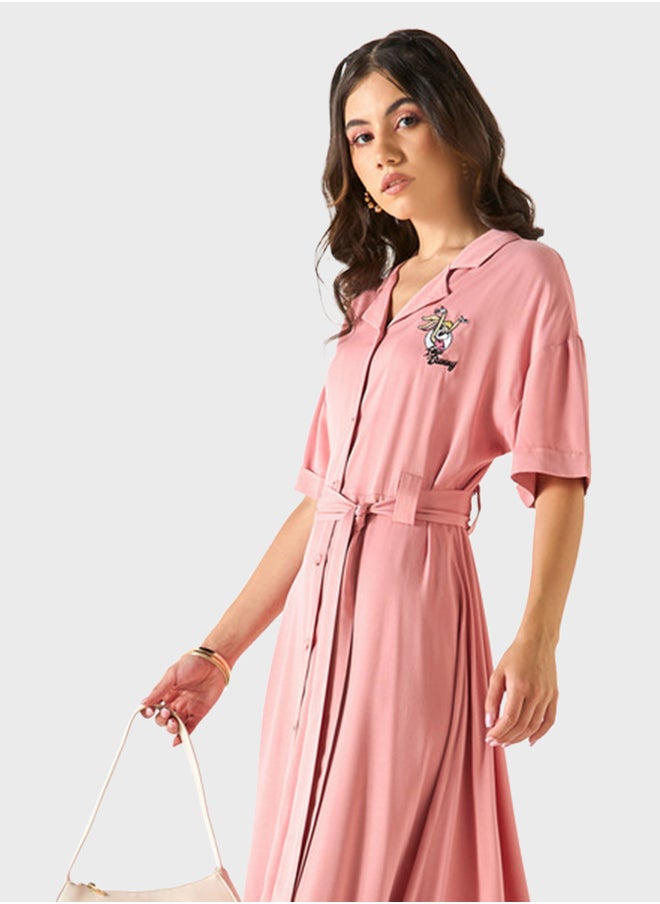 SP Characters - Lola Bunny Embroidered Belted Shirt Dress - Image 1