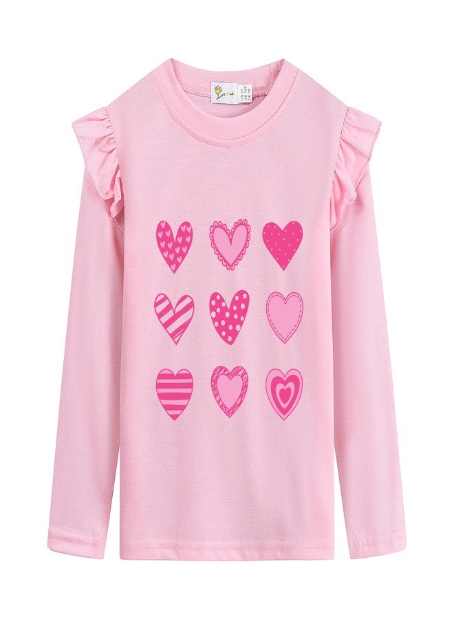 CM-Kid Toddler Valentines T-Shirt Baby Girls Pink Pullover Tees Crewneck Long Sleeve Tops for Girl Winter Shirts Clothes 3-4 Years - Image 1