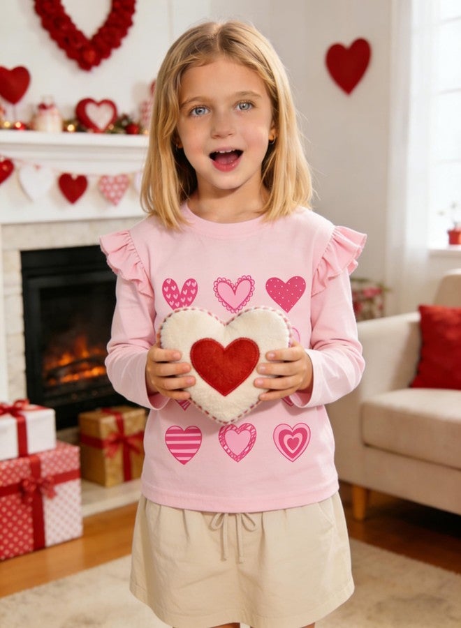 CM-Kid Toddler Valentines T-Shirt Baby Girls Pink Pullover Tees Crewneck Long Sleeve Tops for Girl Winter Shirts Clothes 3-4 Years - Image 3