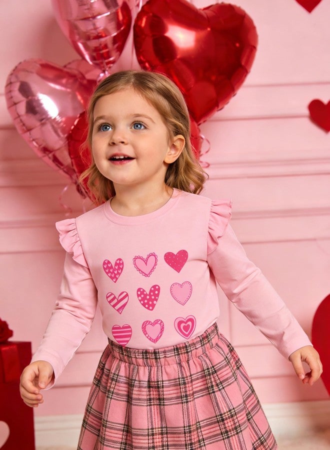 CM-Kid Toddler Valentines T-Shirt Baby Girls Pink Pullover Tees Crewneck Long Sleeve Tops for Girl Winter Shirts Clothes 3-4 Years - Image 2
