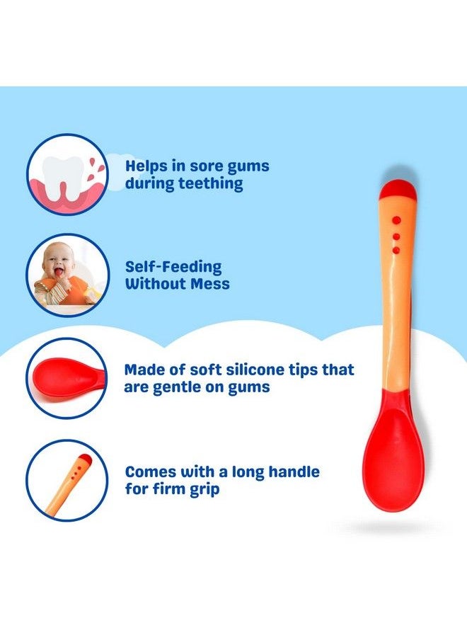 The Little Lookers Silicone Tip Heat Sensitive Baby Feeding Silicone Spoons Set ; Temperature Sensing Color Changing Spoons ; Non Toxic & Bpa Free (Red Pack Of 4)  - Image 5