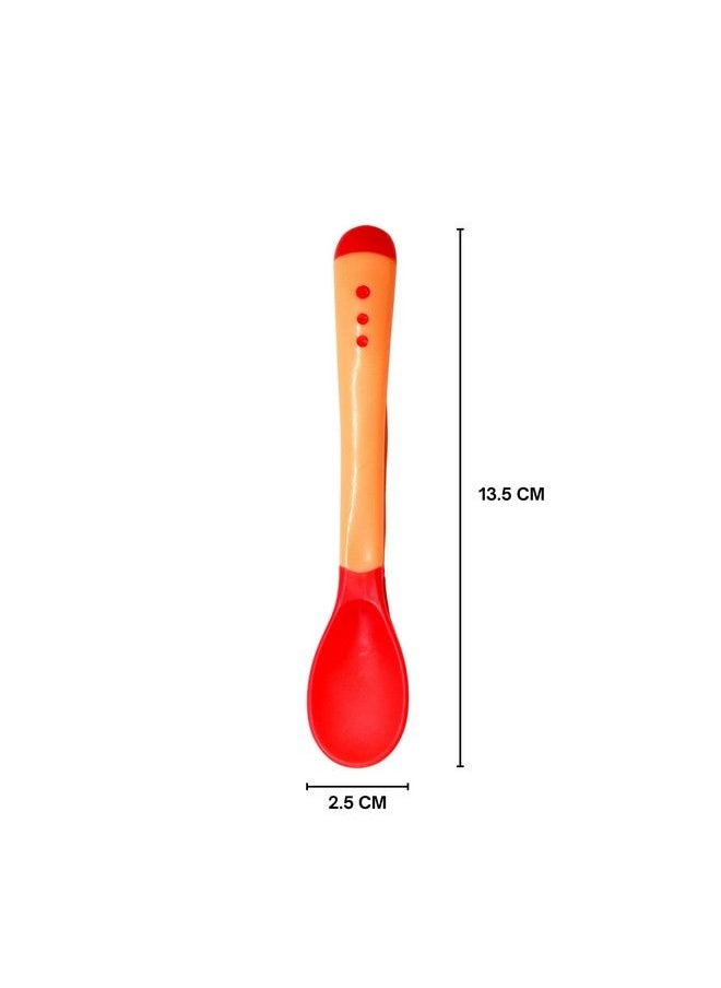 The Little Lookers - Silicone Tip Heat Sensitive Baby Feeding Silicone Spoons Set ; Temperature Sensing Color Changing Spoons ; Non Toxic & Bpa Free (Red Pack Of 4) - Image 1