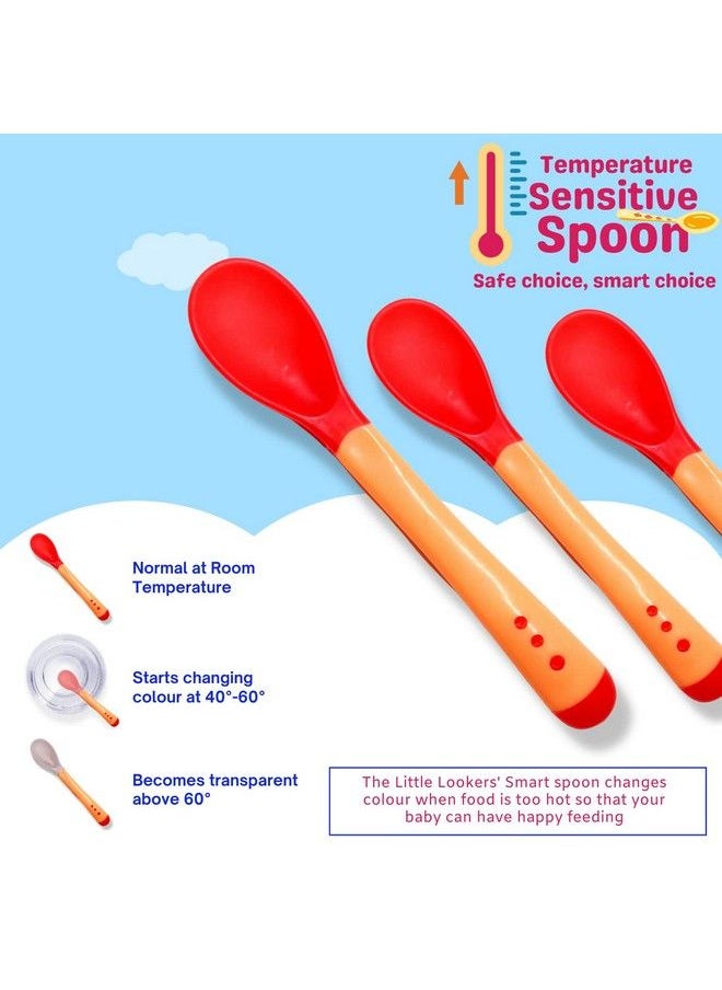 The Little Lookers Silicone Tip Heat Sensitive Baby Feeding Silicone Spoons Set ; Temperature Sensing Color Changing Spoons ; Non Toxic & Bpa Free (Red Pack Of 4)  - Image 4