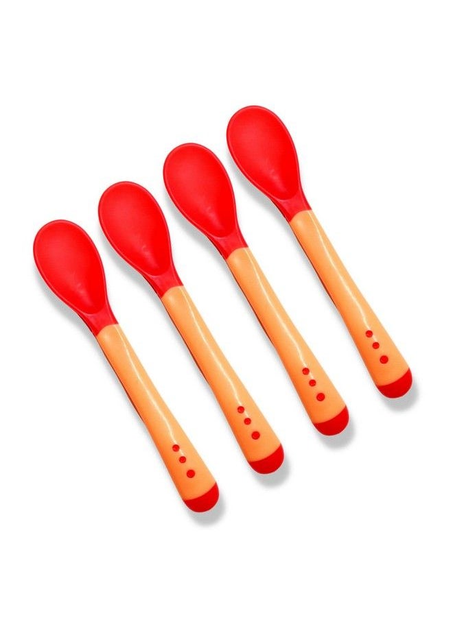 The Little Lookers Silicone Tip Heat Sensitive Baby Feeding Silicone Spoons Set ; Temperature Sensing Color Changing Spoons ; Non Toxic & Bpa Free (Red Pack Of 4)  - Image 2