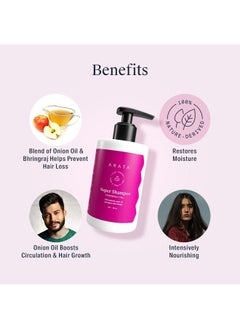 ARATA Regenerating 5-in-1 Super Shampoo | Ayurvedic Onion Oil, Bhringraj, Apple Cider Vinegar, Argan Oil | Reduces Hair Fall & Thinning With Aging | For Women & Men - 10 Fl Oz  - Image 3