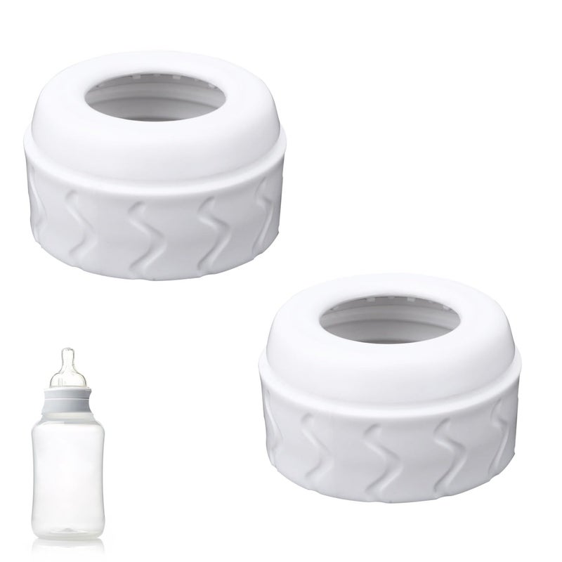 PEUTIER 2pcs Replacement Bottle Nipple Ring Collars Compatible with Dr Browns Narrow Plastic  Glass Bottles 4oz  8oz No Leak or Spills Bottle Nipple Collars Rings Feeding Baby Accessories - Image 1