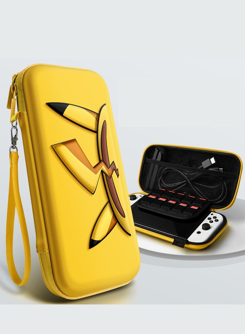 Pokémon Themed Pattern 3D Shape Pikachu Zippered Storage Bag for Nintendo Switch/Switch OLED,Protective Portable Carry Case with 10 Game Card Slots, Portable Travel Carry Cover for Switch/Switch OLED  - Image 1