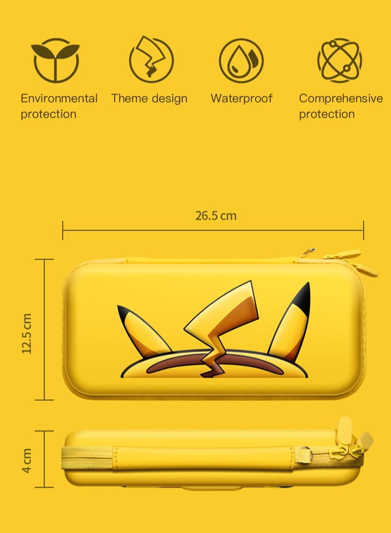 Pokémon Themed Pattern 3D Shape Pikachu Zippered Storage Bag for Nintendo Switch/Switch OLED,Protective Portable Carry Case with 10 Game Card Slots, Portable Travel Carry Cover for Switch/Switch OLED  - Image 2