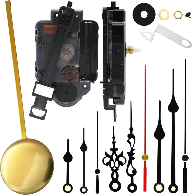 TIKROUND Original Youngtown 12888 Pendulum Clock Movement with 3 Sets of Hands 13.5mm (17/32 inch) Shaft Length 5.5mm (7/32 inch) Thread Length. - Image 1