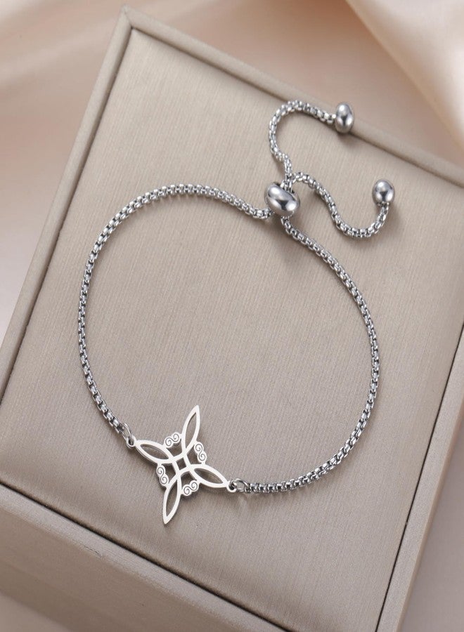 EUEAVAN Witches Knot Bracelet Celtic Knot Anklet Nudo De Bruja Good Luck Triquetra Trinity Wiccan Amulet Jewelry Irish Gifts for Women (gold) - Image 3