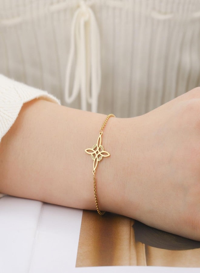 EUEAVAN Witches Knot Bracelet Celtic Knot Anklet Nudo De Bruja Good Luck Triquetra Trinity Wiccan Amulet Jewelry Irish Gifts for Women (gold) - Image 2