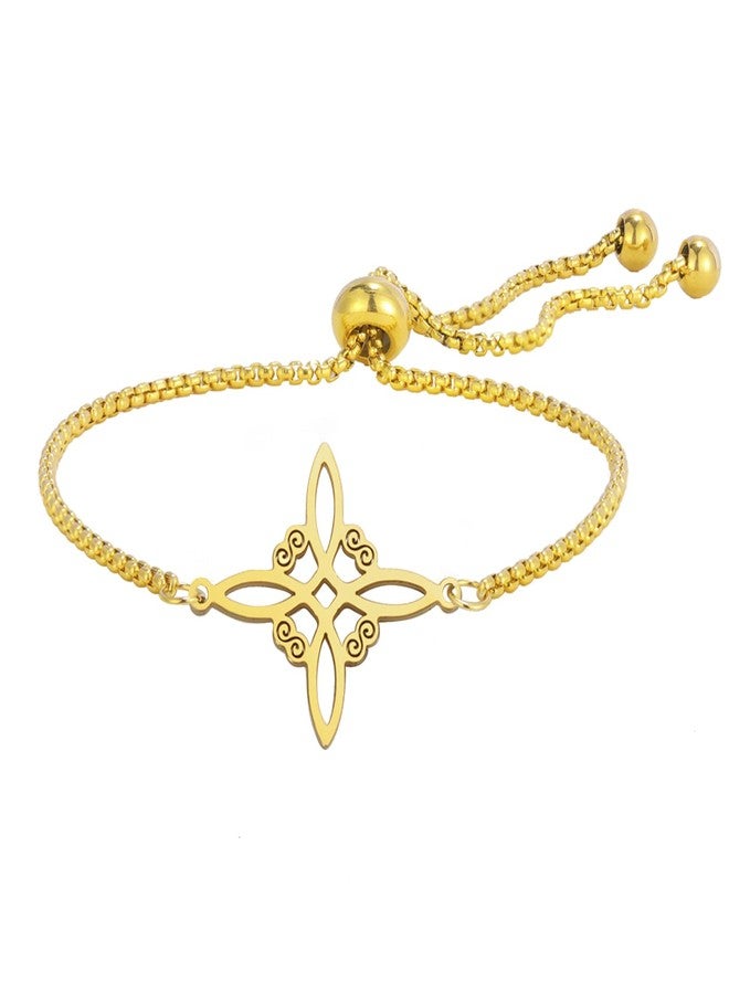 EUEAVAN Witches Knot Bracelet Celtic Knot Anklet Nudo De Bruja Good Luck Triquetra Trinity Wiccan Amulet Jewelry Irish Gifts for Women (gold) - Image 1