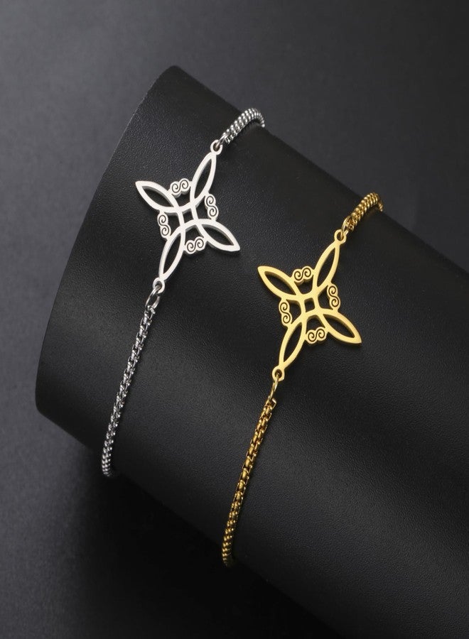 EUEAVAN Witches Knot Bracelet Celtic Knot Anklet Nudo De Bruja Good Luck Triquetra Trinity Wiccan Amulet Jewelry Irish Gifts for Women (gold) - Image 5