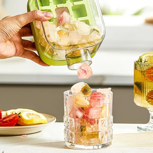 MosQuick® 2-in-1 ice cube bottle easy press ice cube tray flexible silicone molds leak proof lid vertical ice maker for freezer travel gym home use for coffee juice beverages with straw(800ml) - Image 3